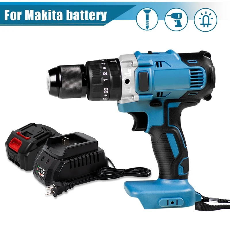 18V-21V Cordless Brushless Impact Drill 13mm Chuck Lithium Battery Electric Hammer Screwdriver Wrench For Makita 21v Battery
18V-21V Cordless Brushless Impact Drill 13mm Chuck Lithium Battery Electric Hammer Screwdriver Wrench For Makita 21v Battery