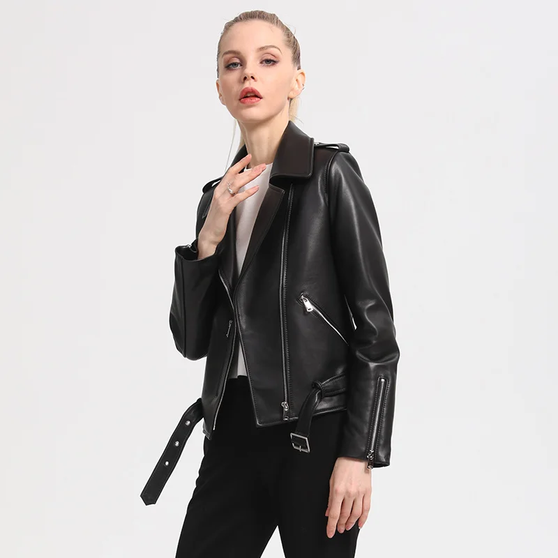 SHZQ Leather Leather Women's Short Casual Coat 2021 Spring New Sheep Skin Korean Slim Fit Lapel Motorcycle Leather Jacket
SHZQ Leather Leather Women's Short Casual Coat 2021 Spring New Sheep Skin Korean Slim Fit Lapel Motorcycle Leather Jacket