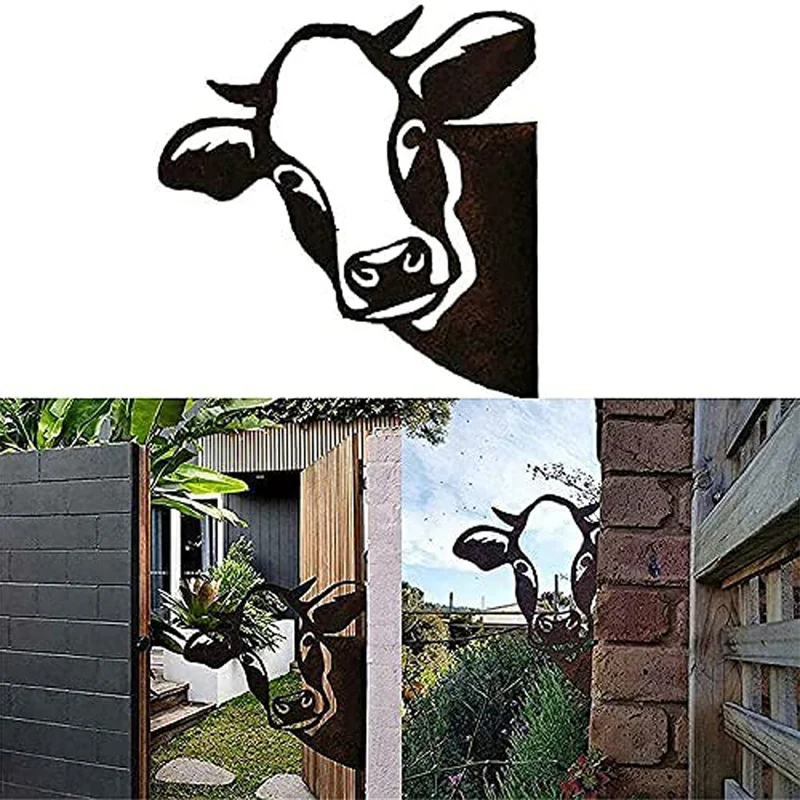 

Funny Cow Farm Metal Art Outdoor Decor Garden Fence Decoration Farmhouse Backyard Hang Artwork Yard Statue Gift for Dad Grandpa
