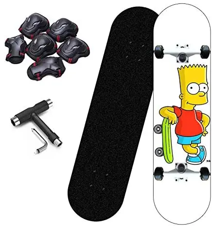 Skateboard 31"X8", 7-Layer Imported Maple Skateboard Double Rocker Type ABEC-7 Bearings, with Protective Gear and T Tools
Skateboard 31"X8", 7-Layer Imported Maple Skateboard Double Rocker Type ABEC-7 Bearings, with Protective Gear and T Tools