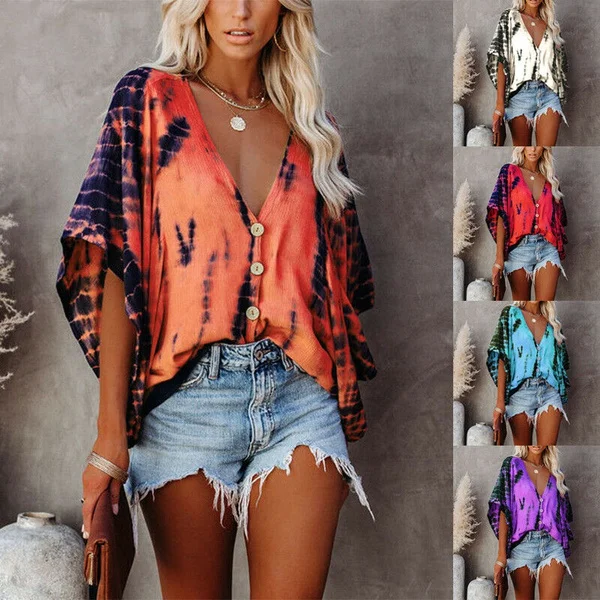 Women Vintage Blouses 2021 Summer Casual Printed Half Sleeve Shirts Beach V-neck Button Loose Ladies Blouse Plus Size Shirts
Women Vintage Blouses 2021 Summer Casual Printed Half Sleeve Shirts Beach V-neck Button Loose Ladies Blouse Plus Size Shirts