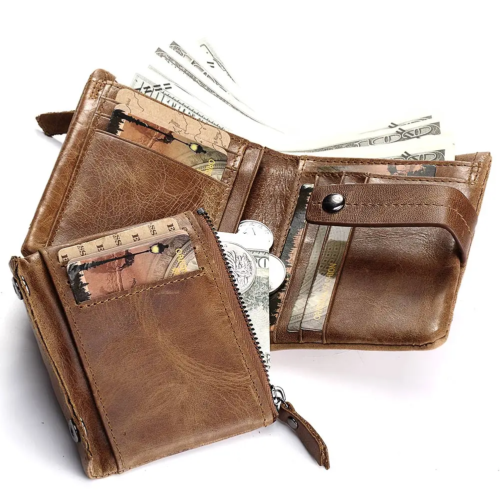 Men Wallets Genuine Cow Leather Short Zipper Hasp Male Purse 2021 New Coin Pocket Card Holder Vintage Brand High Quality Wallet
Men Wallets Genuine Cow Leather Short Zipper Hasp Male Purse 2021 New Coin Pocket Card Holder Vintage Brand High Quality Wallet