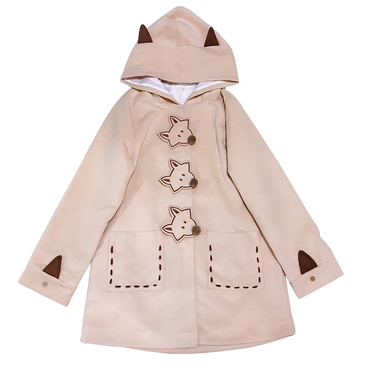 Autumn Winter Japanese Fox Stereo Ears Hooded Cute Loose Cartoon Woolen Coat All-match Sweet Overcoat Student Wear Out Hoodies
Autumn Winter Japanese Fox Stereo Ears Hooded Cute Loose Cartoon Woolen Coat All-match Sweet Overcoat Student Wear Out Hoodies