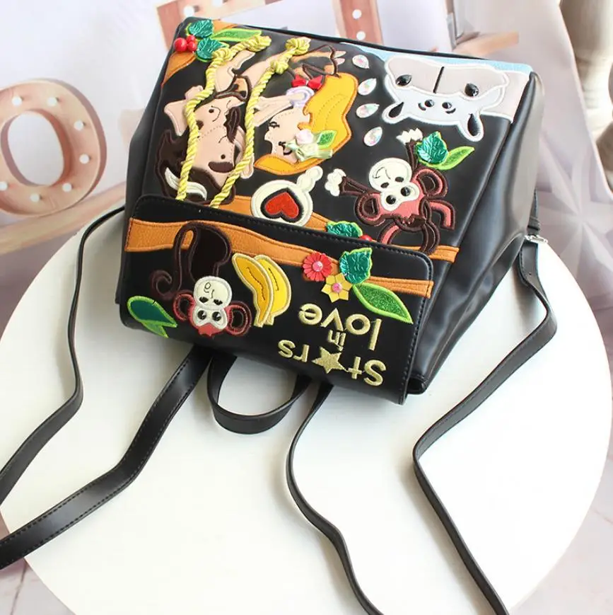New Arrival PU leather round cartoon backpack For Women 2020 Fashion large capacity Monkey Embroidery Bag travel backpack 2020
New Arrival PU leather round cartoon backpack For Women 2020 Fashion large capacity Monkey Embroidery Bag travel backpack 2020