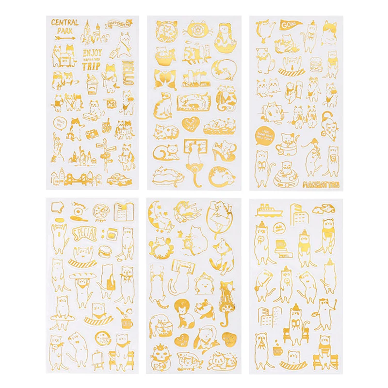 6 Sheets /Pack Golden Foiled Lovely Cats DIY Decorative Stickers Diary Phone Decor
6 Sheets /Pack Golden Foiled Lovely Cats DIY Decorative Stickers Diary Phone Decor