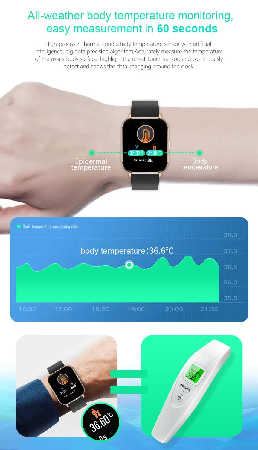 SCOMAS physiological period Smart watch Temperature Monitoring smartbracelet Rate Monitor Electronics Fitness Tracker Smartwatch
SCOMAS physiological period Smart watch Temperature Monitoring smartbracelet Rate Monitor Electronics Fitness Tracker Smartwatch
