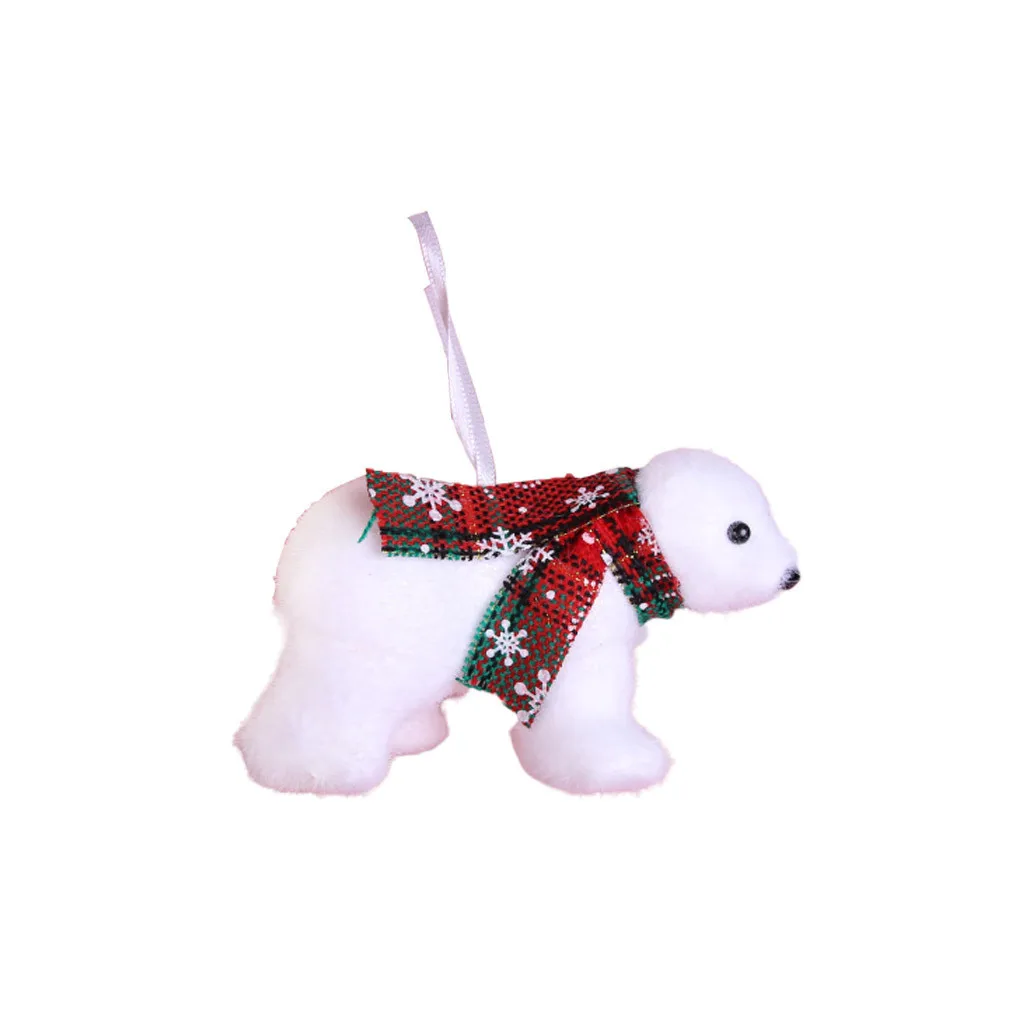 Милый Миниатюрный Плюшевый белый медведь кулон украшение для рождественской