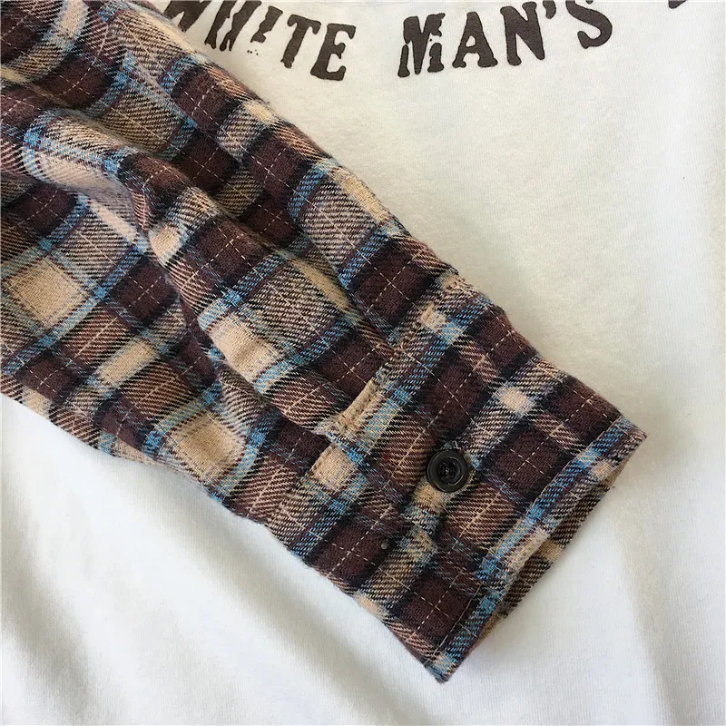 fashion Long Sleeve t-shirt Korean Simple oversized graphic tees Women shirts Leisure Plaid patchwork t shirt white black top
fashion Long Sleeve t-shirt Korean Simple oversized graphic tees Women shirts Leisure Plaid patchwork t shirt white black top