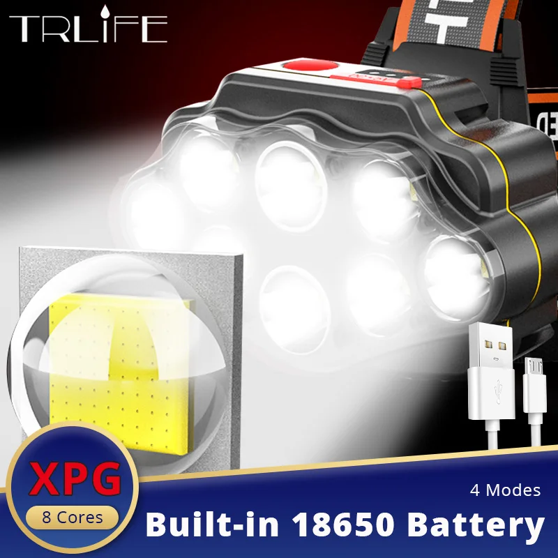 USB 8-core Strong Headlight 8*XPG Waterproof Head Lantern with Built-in 2x Battery USB Rechargable Powerful Flash Light Headlamp
USB 8-core Strong Headlight 8*XPG Waterproof Head Lantern with Built-in 2x Battery USB Rechargable Powerful Flash Light Headlamp