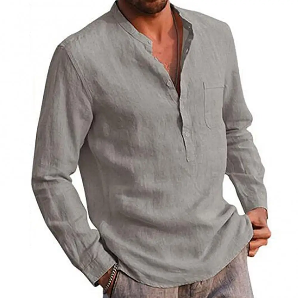 New Men Spring Autumn T-shirt Casual Male Clothing Solid Color V Neck Long Sleeve Button Pocket T-shirt Top Cotton Linen Shirt
New Men Spring Autumn T-shirt Casual Male Clothing Solid Color V Neck Long Sleeve Button Pocket T-shirt Top Cotton Linen Shirt
