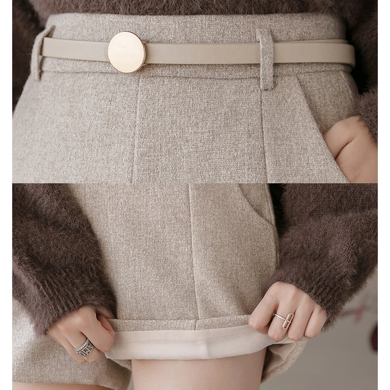 Autumn Winter High Waist Wide Leg Woolen Shorts Women Apricot Black Outerwear Warm Shorts With Belt A-line Sashes Short Femme
Autumn Winter High Waist Wide Leg Woolen Shorts Women Apricot Black Outerwear Warm Shorts With Belt A-line Sashes Short Femme