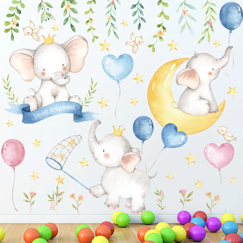 Wall stickers with pictures of little elephants balloons moon painting style for living room, kids room, baby wall sticker, g
Wall stickers with pictures of little elephants balloons moon painting style for living room, kids room, baby wall sticker, g