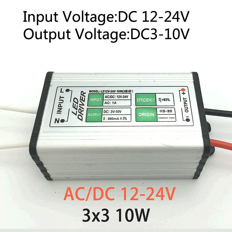 12V-24V AC to 3-10V DC 10W 900mA LED Driver Adapter Transformer Switch Power Supply IP67 For Floodlight (3 series 3 parallel)
12V-24V AC to 3-10V DC 10W 900mA LED Driver Adapter Transformer Switch Power Supply IP67 For Floodlight (3 series 3 parallel)