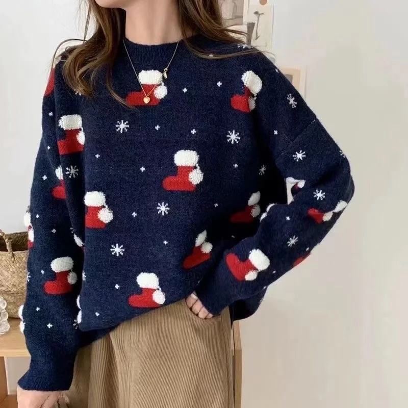 Christmas Women Sweaters Turtleneck Loose Sweater Knitted Cotton Sweater Autumn Winter
Christmas Women Sweaters Turtleneck Loose Sweater Knitted Cotton Sweater Autumn Winter