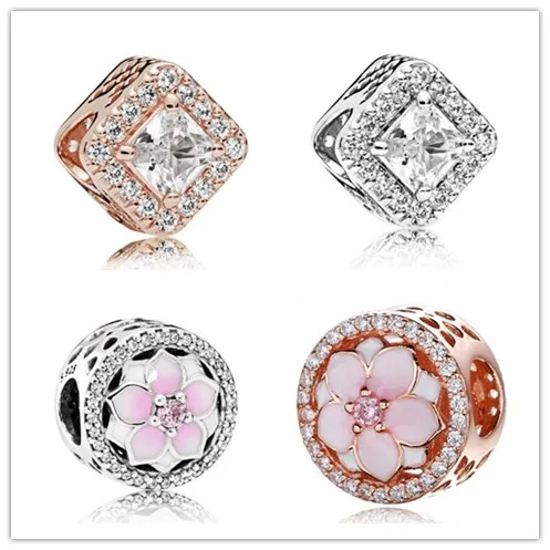 925 Sterling Silver Bead Rose Gold Square Crystal Beads Fit fashion Charm Bracelets & Necklace Women Diy Jewelry
925 Sterling Silver Bead Rose Gold Square Crystal Beads Fit fashion Charm Bracelets & Necklace Women Diy Jewelry