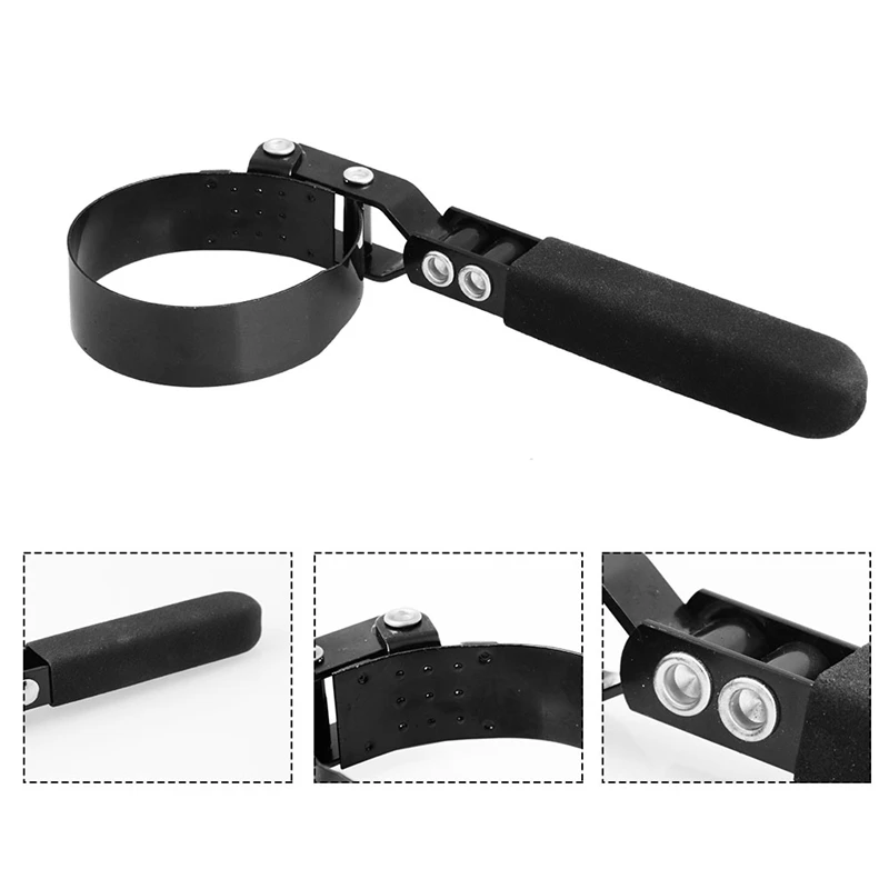 Swivel Oil Filter Wrench Band Has Grippers for No-Slip Hold on Filter Won't Crush or Dent Oil Filter
Swivel Oil Filter Wrench Band Has Grippers for No-Slip Hold on Filter Won't Crush or Dent Oil Filter