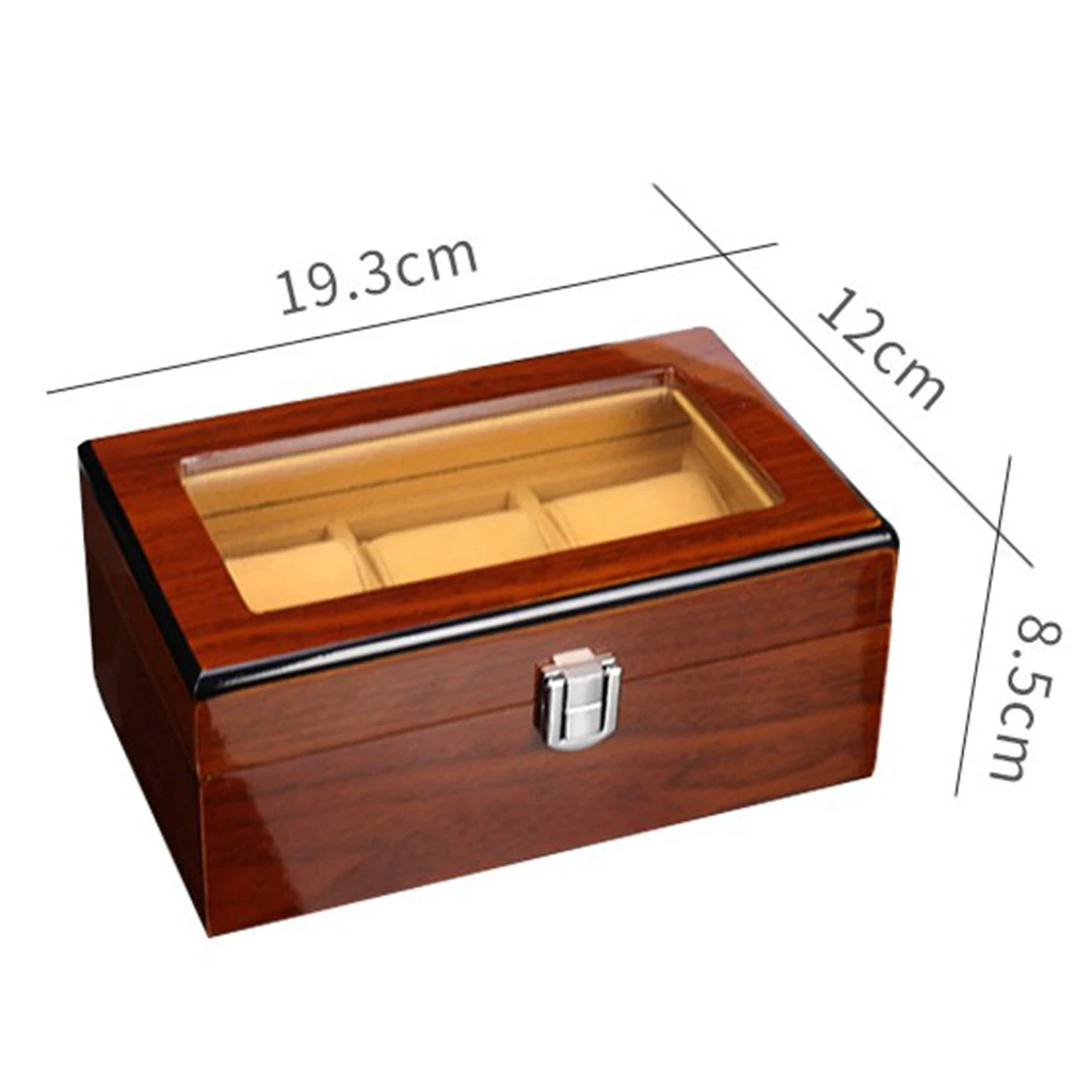 3 Slots Novelty Wood Watch Display Box Case Glass Top Locking Wristwatch Storage Organizer with Pillows
3 Slots Novelty Wood Watch Display Box Case Glass Top Locking Wristwatch Storage Organizer with Pillows