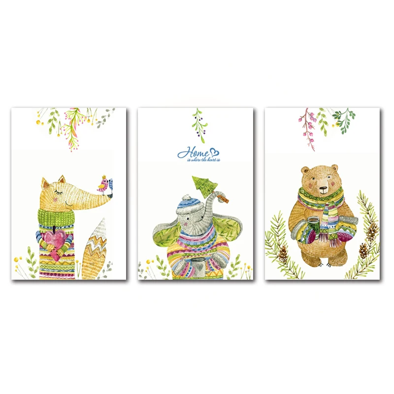 Cartoon Style Mural Fox Bear Elephant Baby Frameless Poster Home Bedroom Fresco Living Room Decoration Canvas Painting Print
Cartoon Style Mural Fox Bear Elephant Baby Frameless Poster Home Bedroom Fresco Living Room Decoration Canvas Painting Print