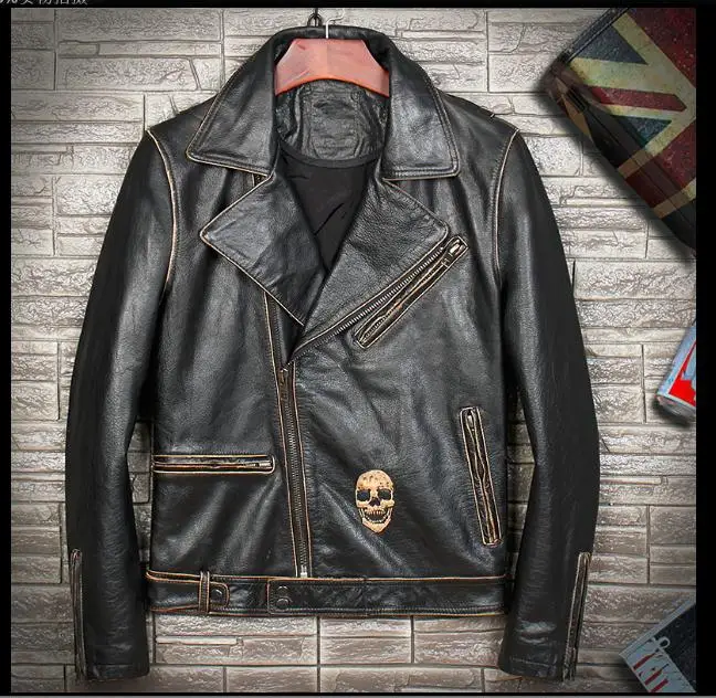 Man New Style Leather Jacket Vintage Cowhide Coat Slim Biker Skull Jackets Quality Fashion Clothing Classic
Man New Style Leather Jacket Vintage Cowhide Coat Slim Biker Skull Jackets Quality Fashion Clothing Classic