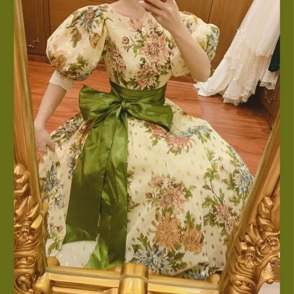 Spring And Women Summer 2021 New Classic Vintage Gold Stamping Printing Tie Bow Loose Dress Swing Skirt Vfemage Vestido Oodji
Spring And Women Summer 2021 New Classic Vintage Gold Stamping Printing Tie Bow Loose Dress Swing Skirt Vfemage Vestido Oodji