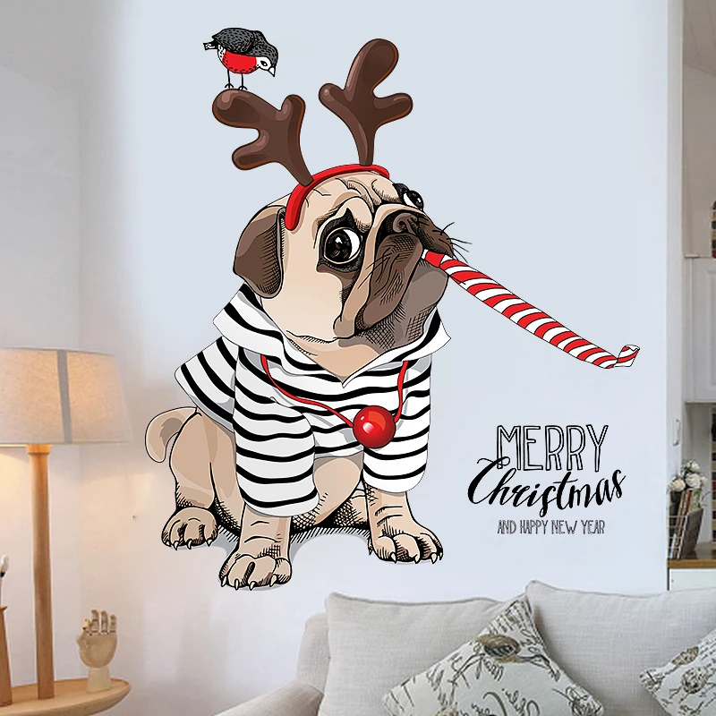 Cute Christmas dog wall stickers living room decoration bedroom wall decor creative animal self-adhesive sticker home decor
Cute Christmas dog wall stickers living room decoration bedroom wall decor creative animal self-adhesive sticker home decor