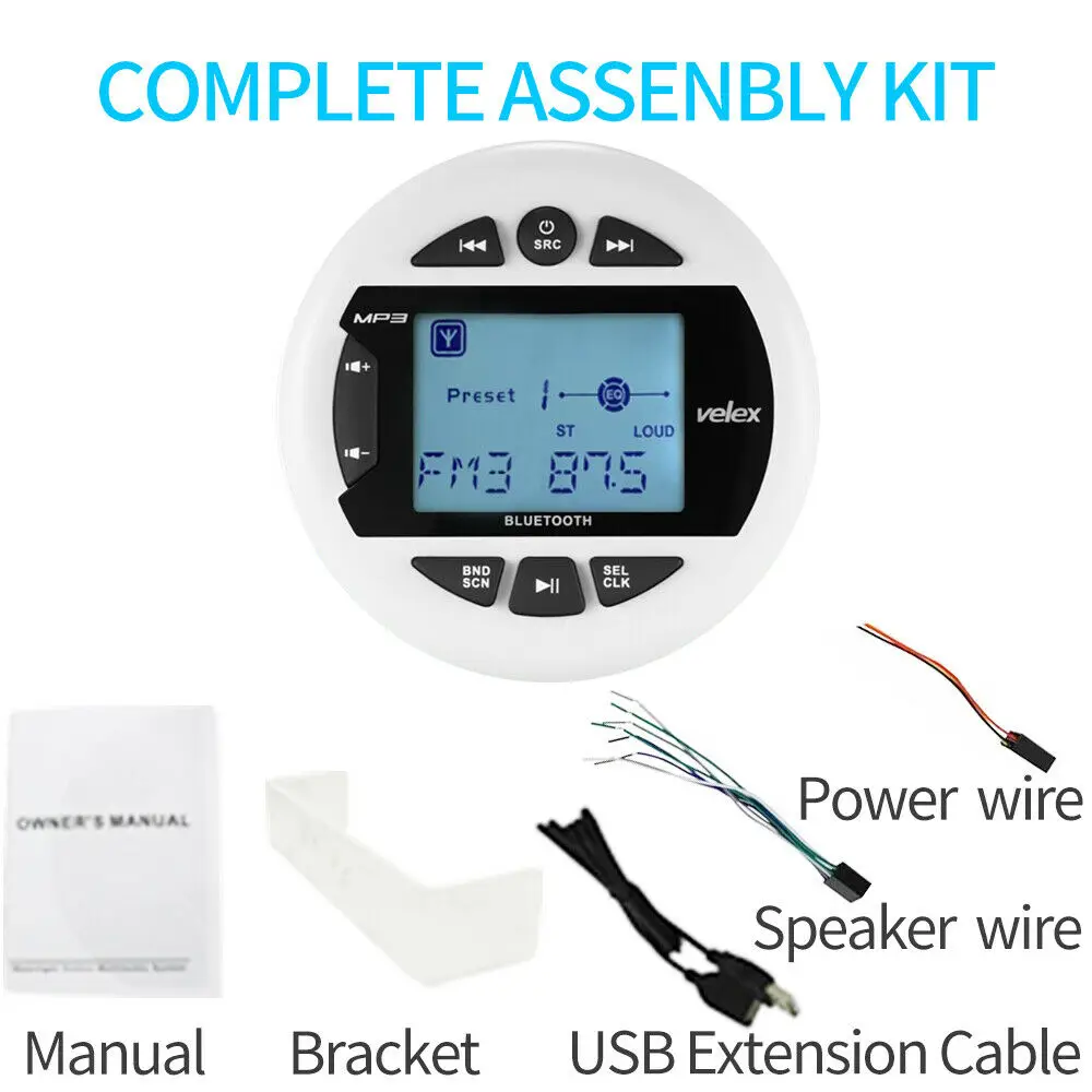 Waterproof Marine Bluetooth Stereo Boat Radio Digital Media Audio FM AM Car MP3 Player USB For ATV UTV SPA Motorcycle Yacht
Waterproof Marine Bluetooth Stereo Boat Radio Digital Media Audio FM AM Car MP3 Player USB For ATV UTV SPA Motorcycle Yacht