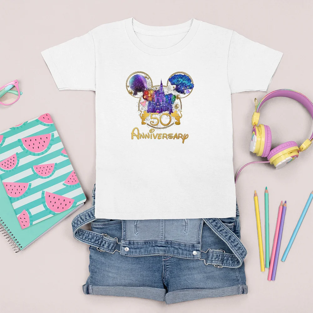 Disney 50th Anniversary Pattern Children's Clothes European American Trend Tshirt Short Sleeve Baby Boy Tee Shirt Cute Girl Top
Disney 50th Anniversary Pattern Children's Clothes European American Trend Tshirt Short Sleeve Baby Boy Tee Shirt Cute Girl Top