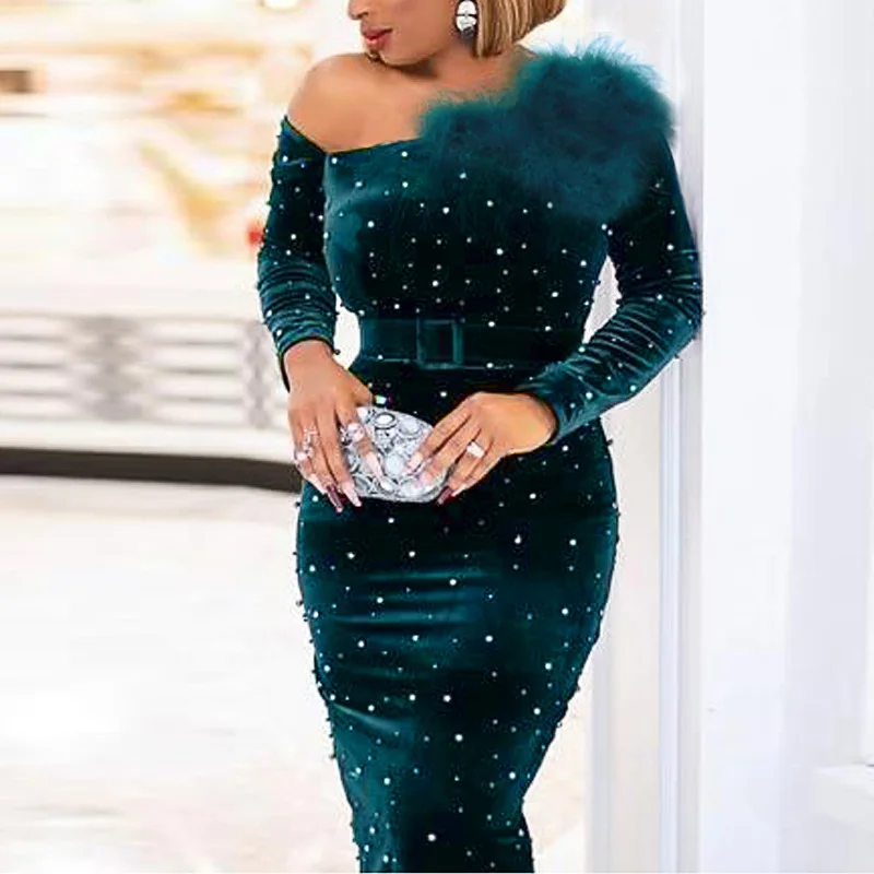 Elegant Bodycon Dress For Women Green Christmas Party Velvet Winter Feather Shiny Sequin Sexy Night Out Birthday Glitter Gown
Elegant Bodycon Dress For Women Green Christmas Party Velvet Winter Feather Shiny Sequin Sexy Night Out Birthday Glitter Gown