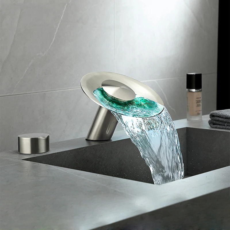 Waterfall Mixer Basin Faucet Nickel Brass Bathroom Sink Faucets 3 Hole Widespread Basin Mixer Double Handle Hot Cold Water Taps
Waterfall Mixer Basin Faucet Nickel Brass Bathroom Sink Faucets 3 Hole Widespread Basin Mixer Double Handle Hot Cold Water Taps