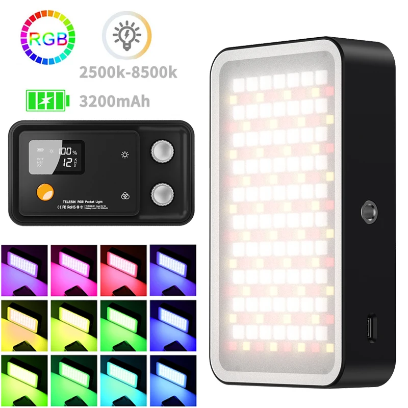 RGB Video Fill Light 2500k 8500k LED Camera Lights 3200mAh Rechargable Photographic Lighting Lamp For Youtube Vlog Tik tok
RGB Video Fill Light 2500k 8500k LED Camera Lights 3200mAh Rechargable Photographic Lighting Lamp For Youtube Vlog Tik tok