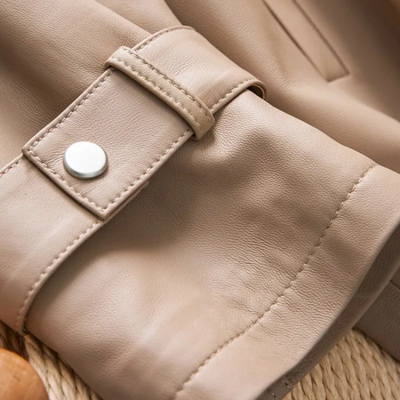 New Autumn Bikers Women Stand Collar Windbreaker Sheepskin Genuine Leather Jacket OL Ladies Adjustable Waist Long Trench Coat
New Autumn Bikers Women Stand Collar Windbreaker Sheepskin Genuine Leather Jacket OL Ladies Adjustable Waist Long Trench Coat