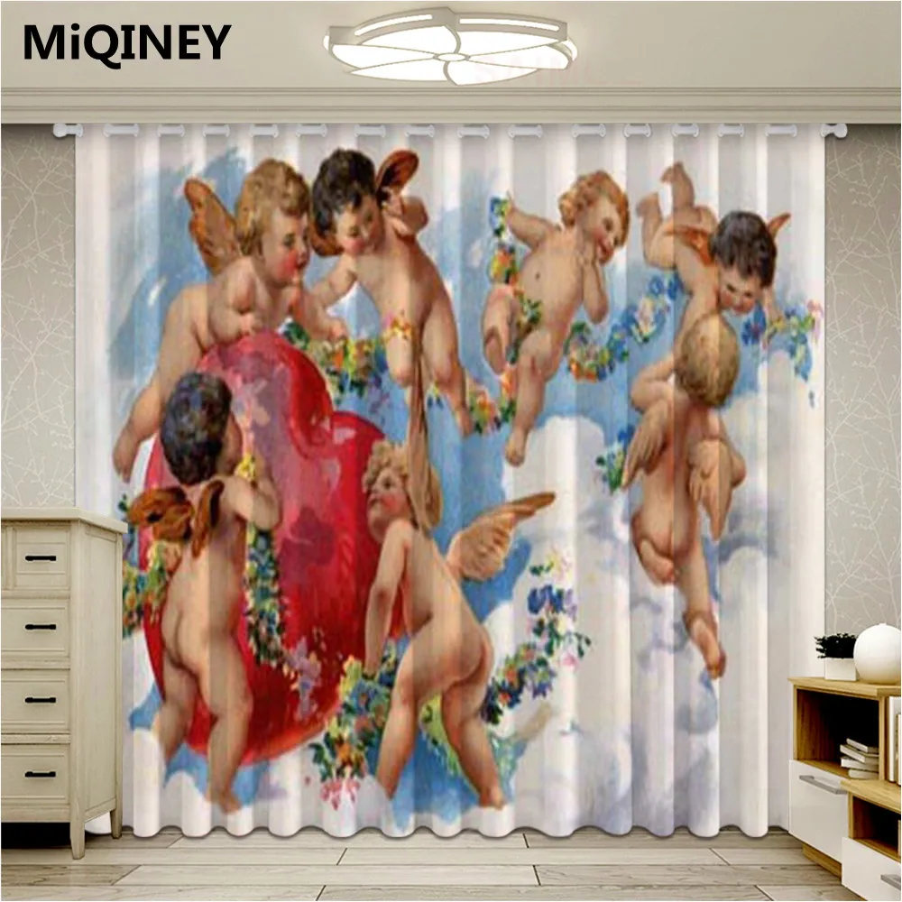 

New European 3D Curtains angel design Curtains For Living Room Bedroom Blind Cortinas Ultra-thin Micro Shading Home Drapes