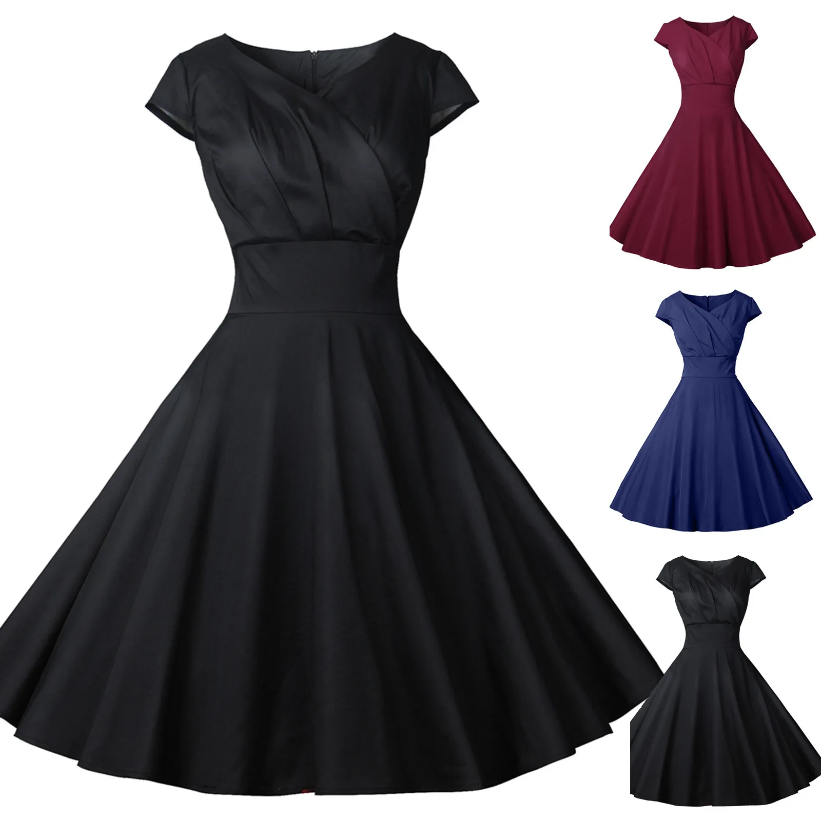 2022 New Women Summer Dress Hepburn 50s 60s Retro Swing Vintage Dress A-line Party Elegant Red Black Dresses Hepburn Style
2022 New Women Summer Dress Hepburn 50s 60s Retro Swing Vintage Dress A-line Party Elegant Red Black Dresses Hepburn Style
