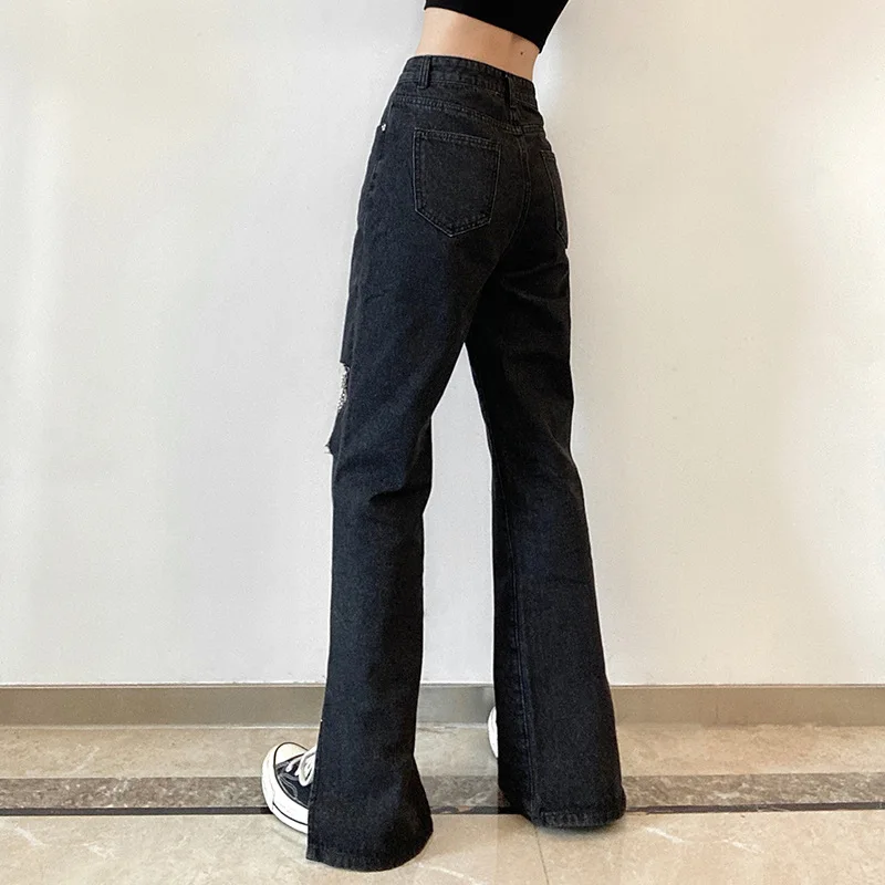 DUOFAN Y2K Ripped Jeans for Women Vintage Streetwear High Waisted Bagg Jeans Loose Chain Decoration Blue Denim Trousers Woman
DUOFAN Y2K Ripped Jeans for Women Vintage Streetwear High Waisted Bagg Jeans Loose Chain Decoration Blue Denim Trousers Woman