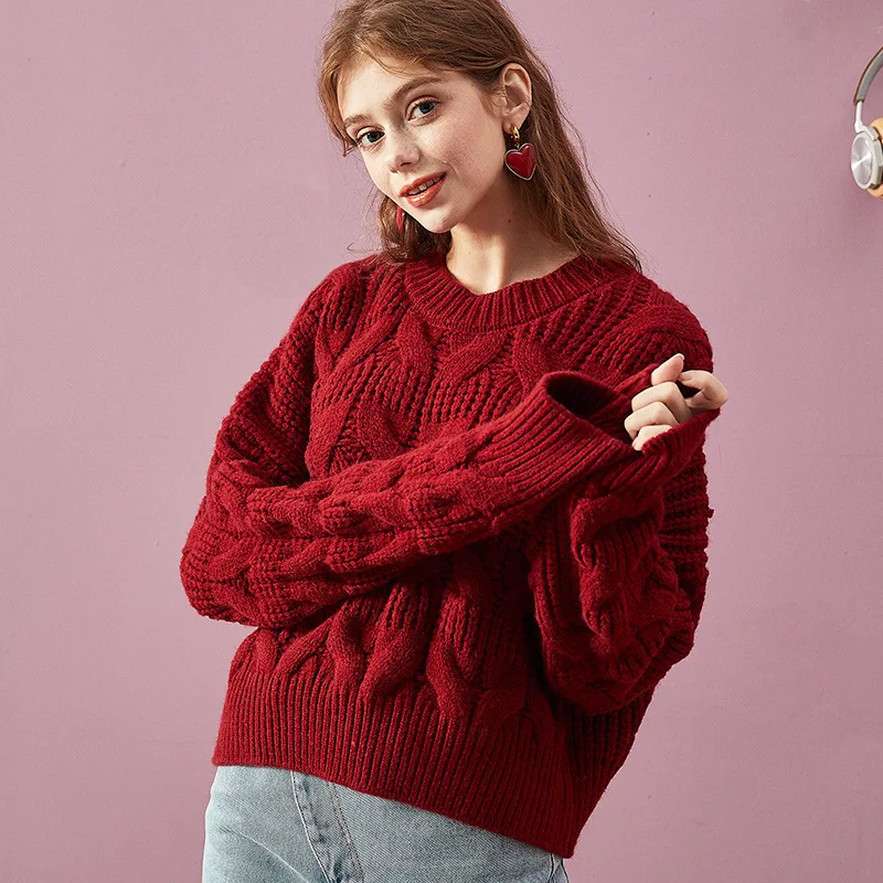Knitted Sweater Women Winter New Clothing Round Neck Long Sleeve Solid Pullover Sweater Sweet Style Girl Loose-fitting PinkTop
Knitted Sweater Women Winter New Clothing Round Neck Long Sleeve Solid Pullover Sweater Sweet Style Girl Loose-fitting PinkTop