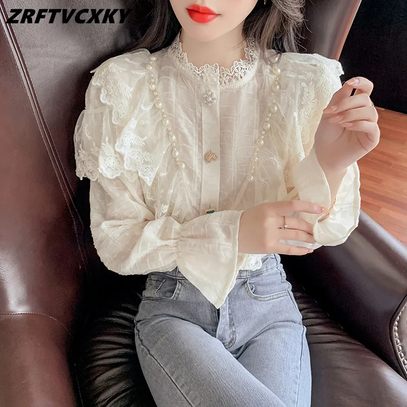 Шикарная кружевная рубашка с оборками и бусинами, женская блузка, винтажная Рабочая Повседневная Блузка, топы в Корейском стиле, однотонные...
Шикарная кружевная рубашка с оборками и бусинами, женская блузка, винтажная Рабочая Повседневная Блузка, топы в Корейском стиле, однотонные...