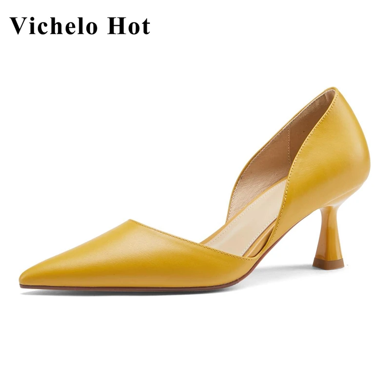 Vichelo Hot genuine leather pointed toe strange style shallow high heels dance party gentlewomen dating shlip on women pumps L93
Vichelo Hot genuine leather pointed toe strange style shallow high heels dance party gentlewomen dating shlip on women pumps L93