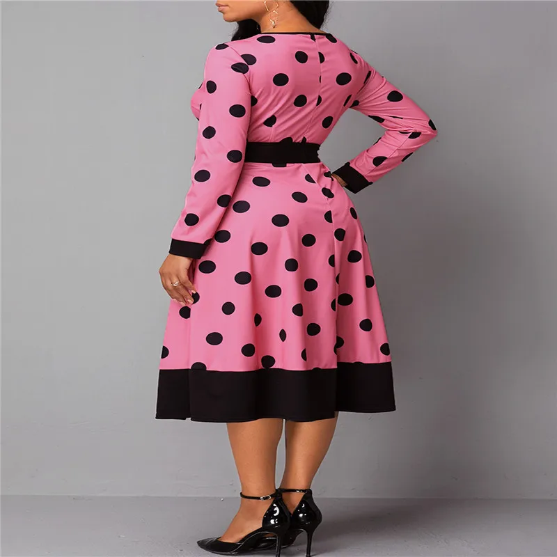 2020 Women Spring Dress Long Sleeve Dot Print Dress Robe Femme Sundress Vestidos Plus Size Dot Party Dress
2020 Women Spring Dress Long Sleeve Dot Print Dress Robe Femme Sundress Vestidos Plus Size Dot Party Dress