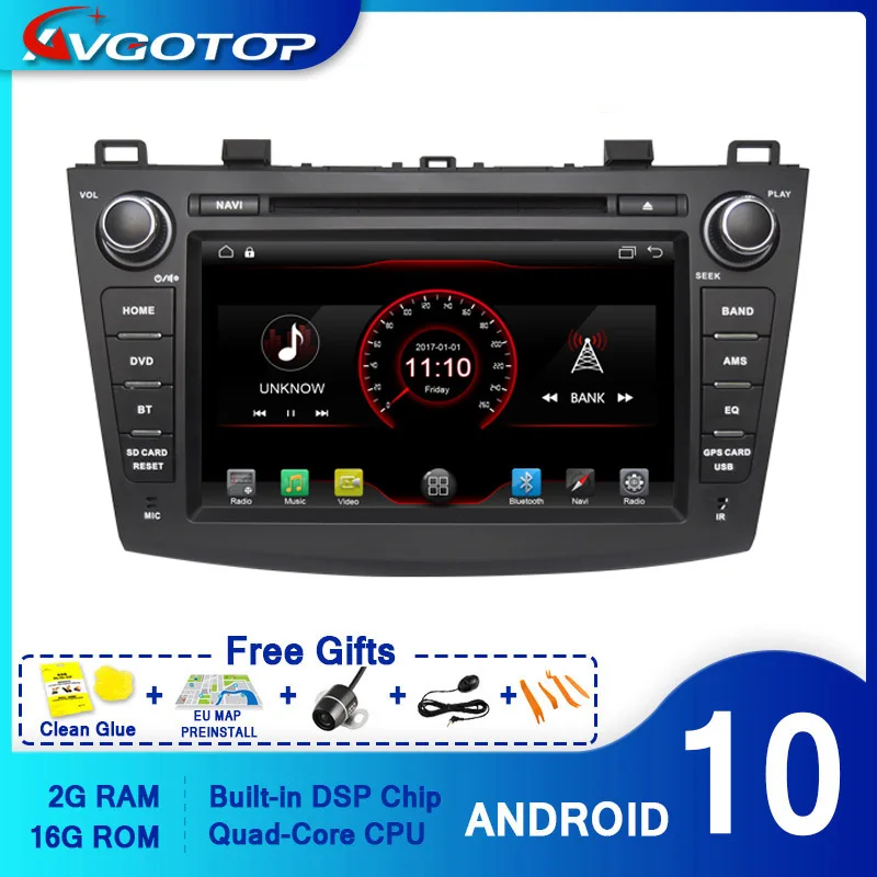 AVGOTOP Android 10 Wince автомобильный радиоприемник DVD плеер для MAZDA 3 2G 16G