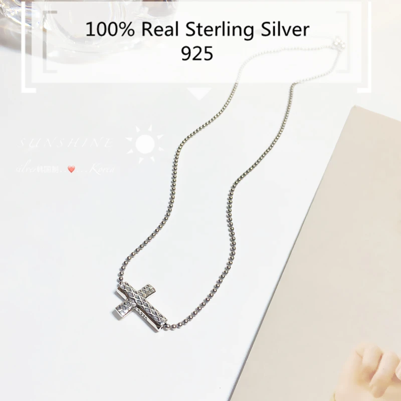100% 925 Sterling Silver Vintage Cross Pendant Choker Religious BF Style Chris Church Men Necklaces Beads Chaine Argent Jewelery
100% 925 Sterling Silver Vintage Cross Pendant Choker Religious BF Style Chris Church Men Necklaces Beads Chaine Argent Jewelery