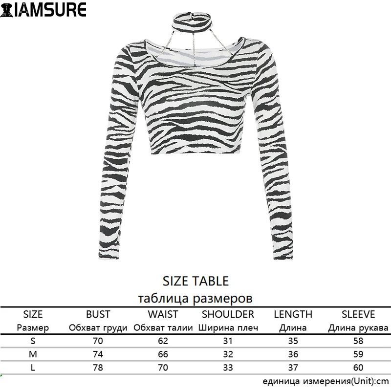IAMSURE Animal Zebra Print Chain Tshirt Sexy Slim Skinny Long Sleeve Crop Top Women 2021 Spring Autumn Fashion Casual Streetwear
IAMSURE Animal Zebra Print Chain Tshirt Sexy Slim Skinny Long Sleeve Crop Top Women 2021 Spring Autumn Fashion Casual Streetwear