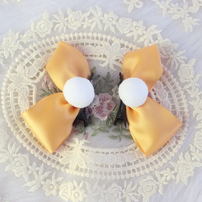 Origional Hand Made Furry Ball Lolita Bow Rabbit Ears Side Clip COS Lolita Double Ponytail Useful Product a Pair of Hairclips
Origional Hand Made Furry Ball Lolita Bow Rabbit Ears Side Clip COS Lolita Double Ponytail Useful Product a Pair of Hairclips
