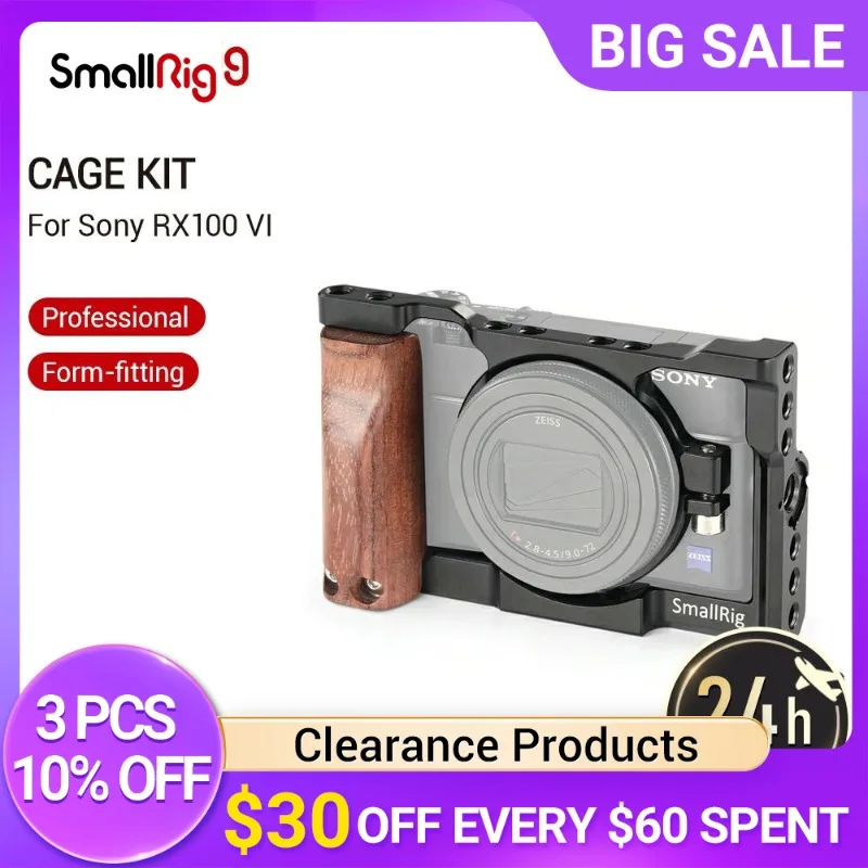 Клетка для камеры SmallRig RX100 VI с деревянной боковой ручкой, клетка для цифровой зеркальной камеры Sony RX100 VI + деревянная рукоятка-2225
Клетка для камеры SmallRig RX100 VI с деревянной боковой ручкой, клетка для цифровой зеркальной камеры Sony RX100 VI + деревянная рукоятка-2225