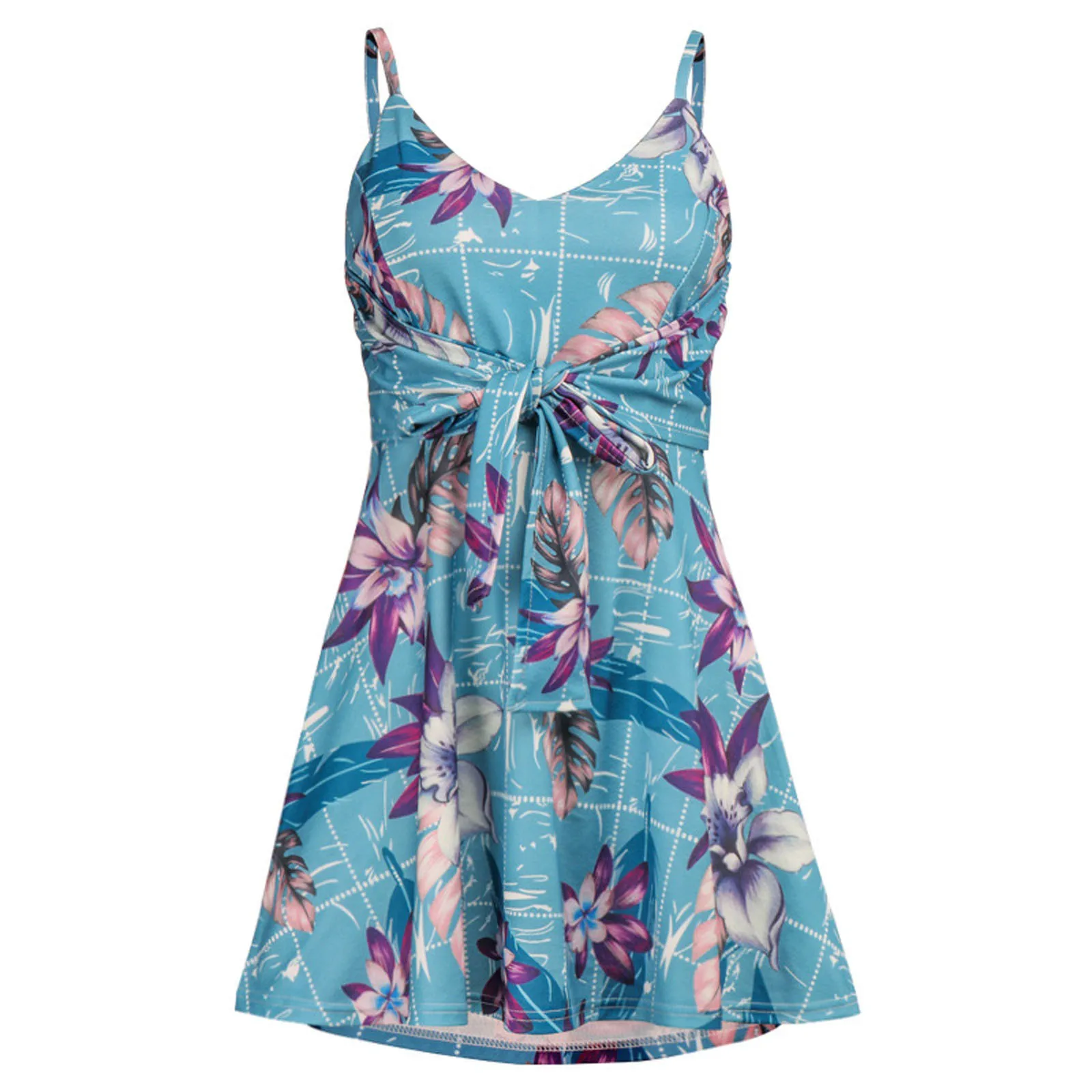 Dresses For Women 2021 Summer V-Neck Sleeveless Condole Belt Flowers Print A-Line Dress Female High Waist Party Dress 
Dresses For Women 2021 Summer V-Neck Sleeveless Condole Belt Flowers Print A-Line Dress Female High Waist Party Dress