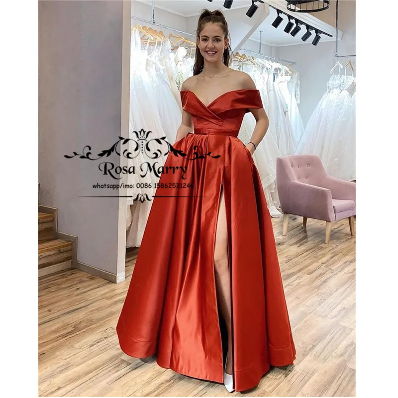 Sexy Red Off Shoulder Prom Dresses 2020 A Line Long Satin High Split Cheap Simple 2K20 Formal Eevning vestidos de fiesta de noch
Sexy Red Off Shoulder Prom Dresses 2020 A Line Long Satin High Split Cheap Simple 2K20 Formal Eevning vestidos de fiesta de noch