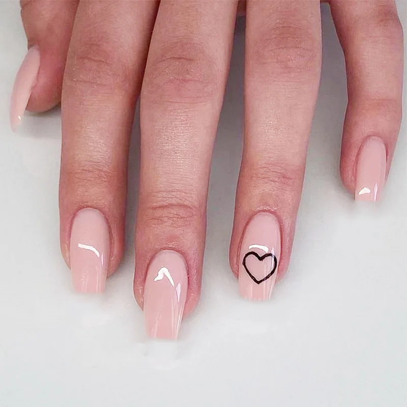 24pcs/box Middle length Ballet nude pink Color false nails with design with heart pattern artificial nails with glue WD
24pcs/box Middle length Ballet nude pink Color false nails with design with heart pattern artificial nails with glue WD