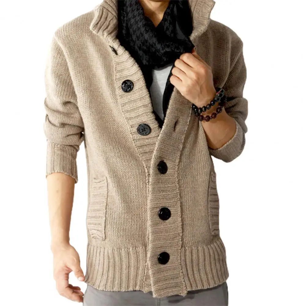 Stand Collar Long Sleeve Men Cardigan Side Pockets Buttons Closure Solid Color Sweater Coat Knitwear
Stand Collar Long Sleeve Men Cardigan Side Pockets Buttons Closure Solid Color Sweater Coat Knitwear