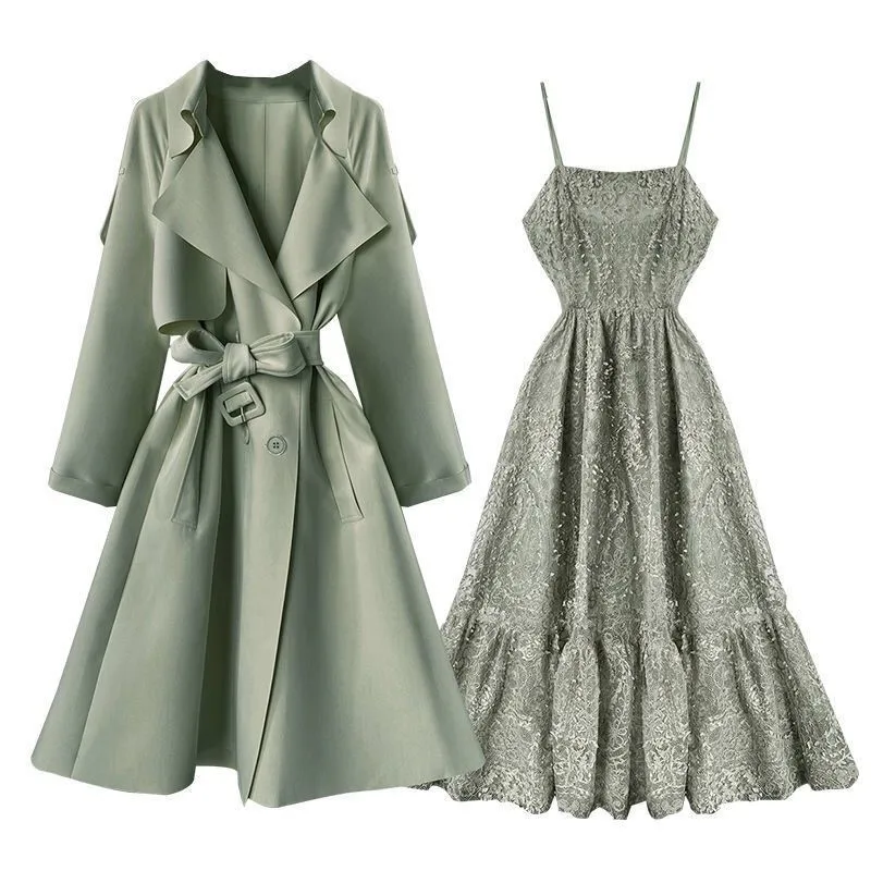 Sling skirt suit female high-end 2021 spring autumn women's windbreaker jacket Overcoat dress two-piece long-sleeved Outerwear
Sling skirt suit female high-end 2021 spring autumn women's windbreaker jacket Overcoat dress two-piece long-sleeved Outerwear