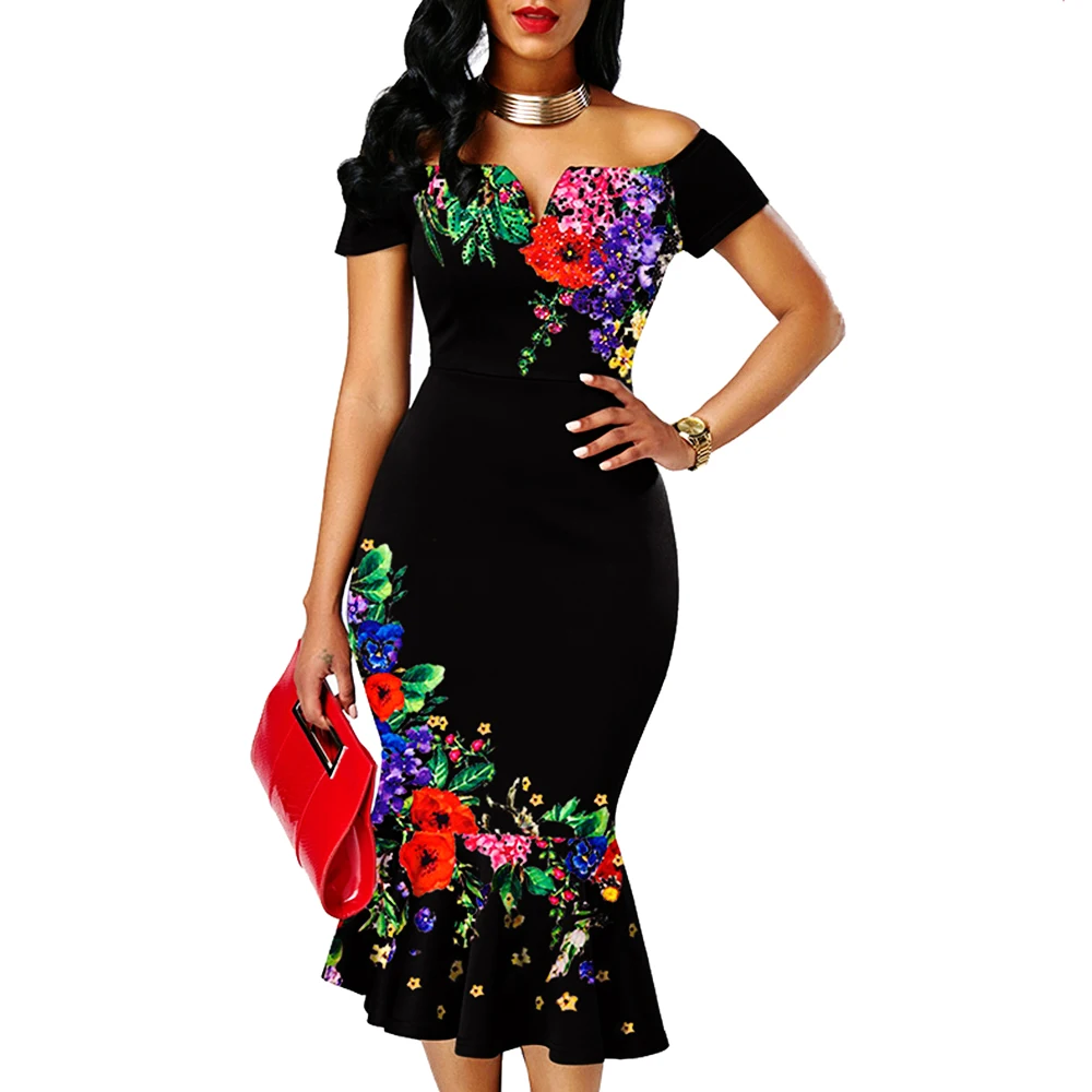 Elegant Sexy Off Shoulder Floral Print Evening Party Dress Women Summer Plus Szie Slim Ruffles Office Bodycon Mermaid Dresses
Elegant Sexy Off Shoulder Floral Print Evening Party Dress Women Summer Plus Szie Slim Ruffles Office Bodycon Mermaid Dresses