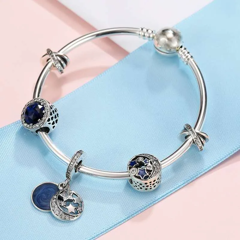 Genuine 925 Sterling Silver Fashion Round Button With Star Charm Bracelet Fit Original Pan Charm Female Diy Jewelry
Genuine 925 Sterling Silver Fashion Round Button With Star Charm Bracelet Fit Original Pan Charm Female Diy Jewelry